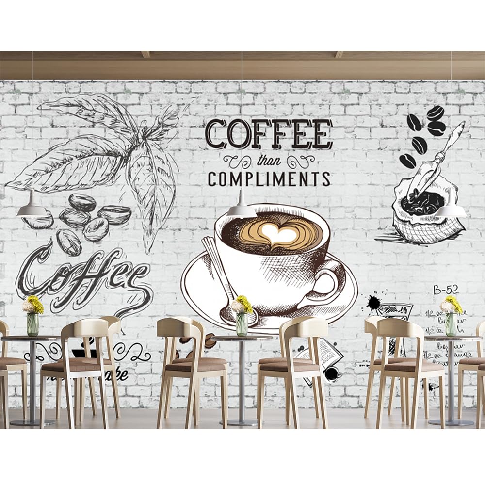 KEARTNZI Custom 3D Retro Coffee Shop Wall Paper Cafe Shop Restaurant Drink Wall Murals Removable Large Coffee Wallpaper