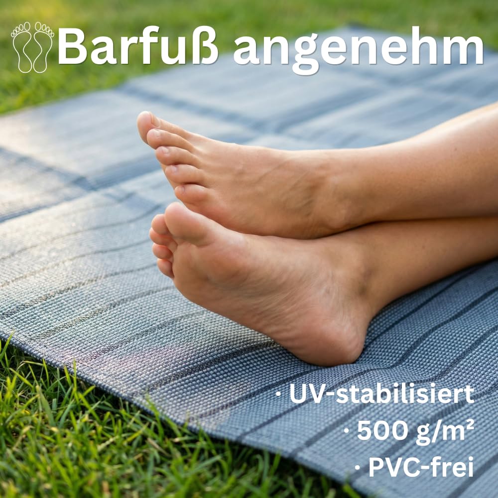 JOLAX Vorzeltteppich, 500 g/m², Campingteppich Outdoor für Wohnwagen & Wohnmobil, Markisenteppich, PVC-frei, Wasserdurchlässig, Atmungsaktiv, Rutschfest, Waschbar 40°C, mit Tragetasche
