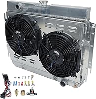 Vista 46 de 26mm AA5052 Kit de radiador de aluminio+cubierta de ventilador+relé de ventilador de termostato Compatible con 1984-2001 J-eep Cherokee XJ Comanche