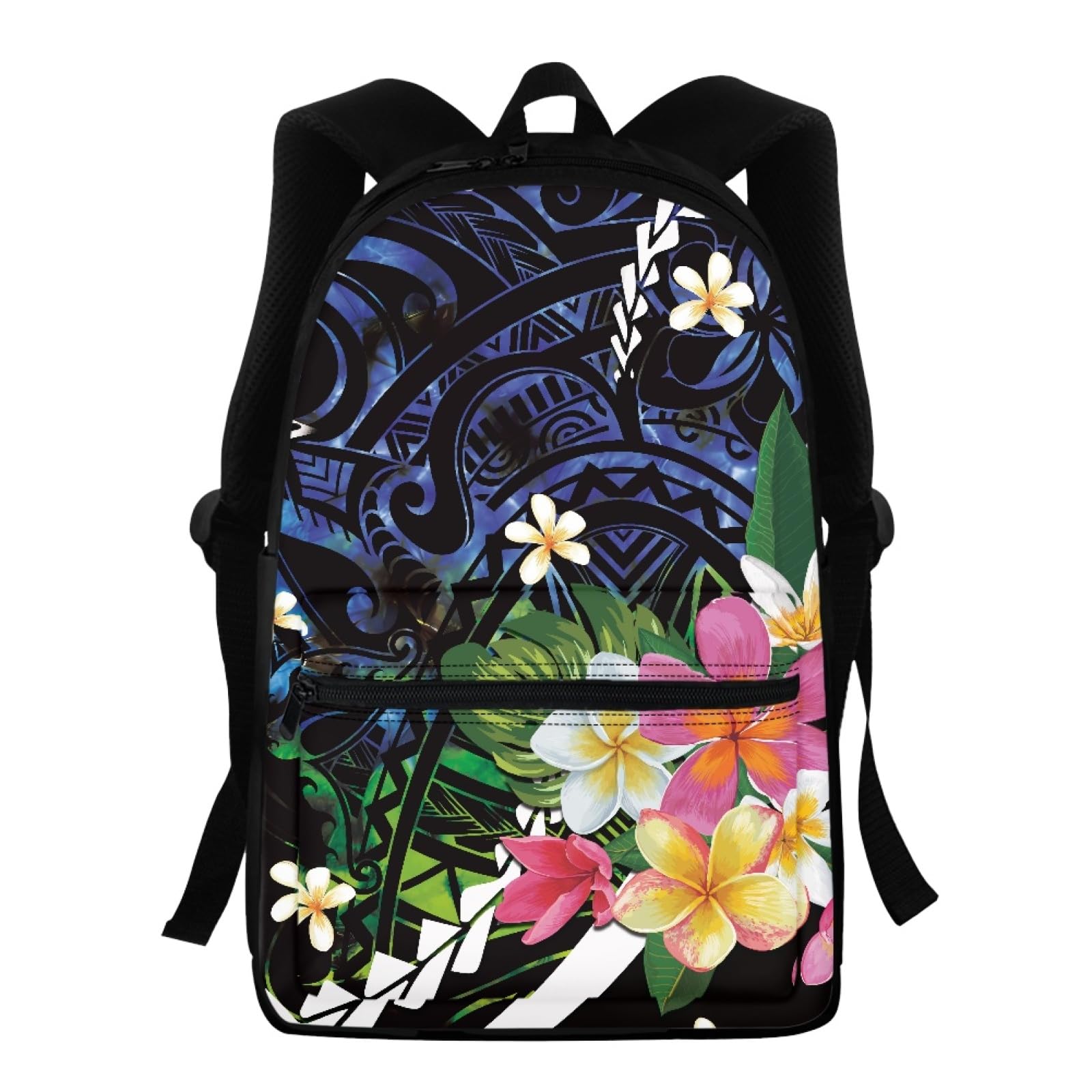 JOAIFO Flower Leaf Plumeria Print Backpack for Women Polynesian Print Travel Backpack,School Backpack for Girls Teens College Laptop Backpack,School