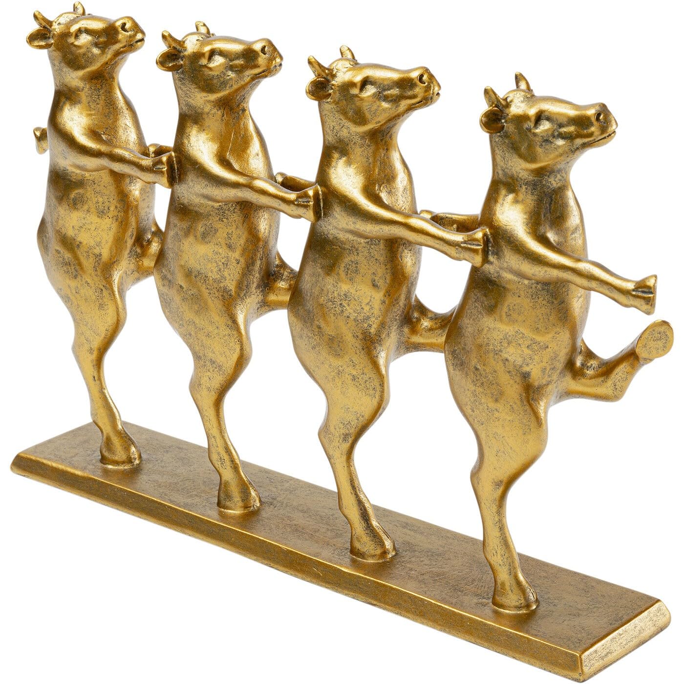 KARE Design figura decorativa Dancing Cows, oro, mucche danzanti, decorazione casa di campagna/festa/party, amanti animali, 23x40x7cm