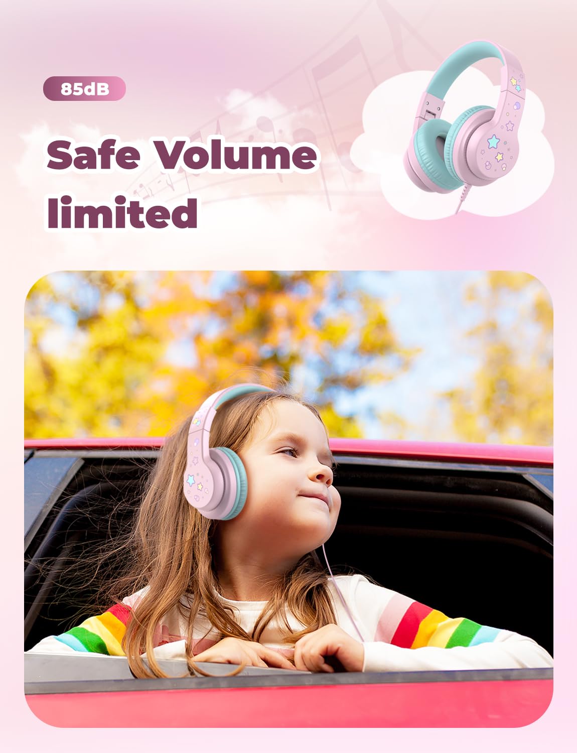 iClever Kids Headphones for School/Travel with Safe Volume 85dBA - Image 2
