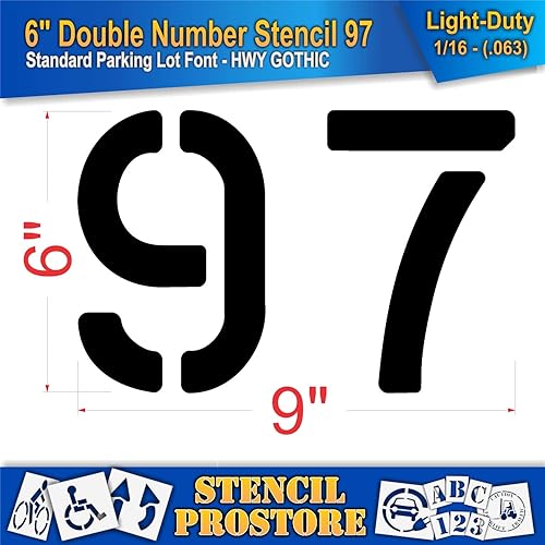 Miniatura 2 de Plantillas de pavimento, bordillo y WheelStop  Juego de plantillas de números dobles de 6 pulgadas (00  99)  (102 piezas)  6 x 9 pulgadas