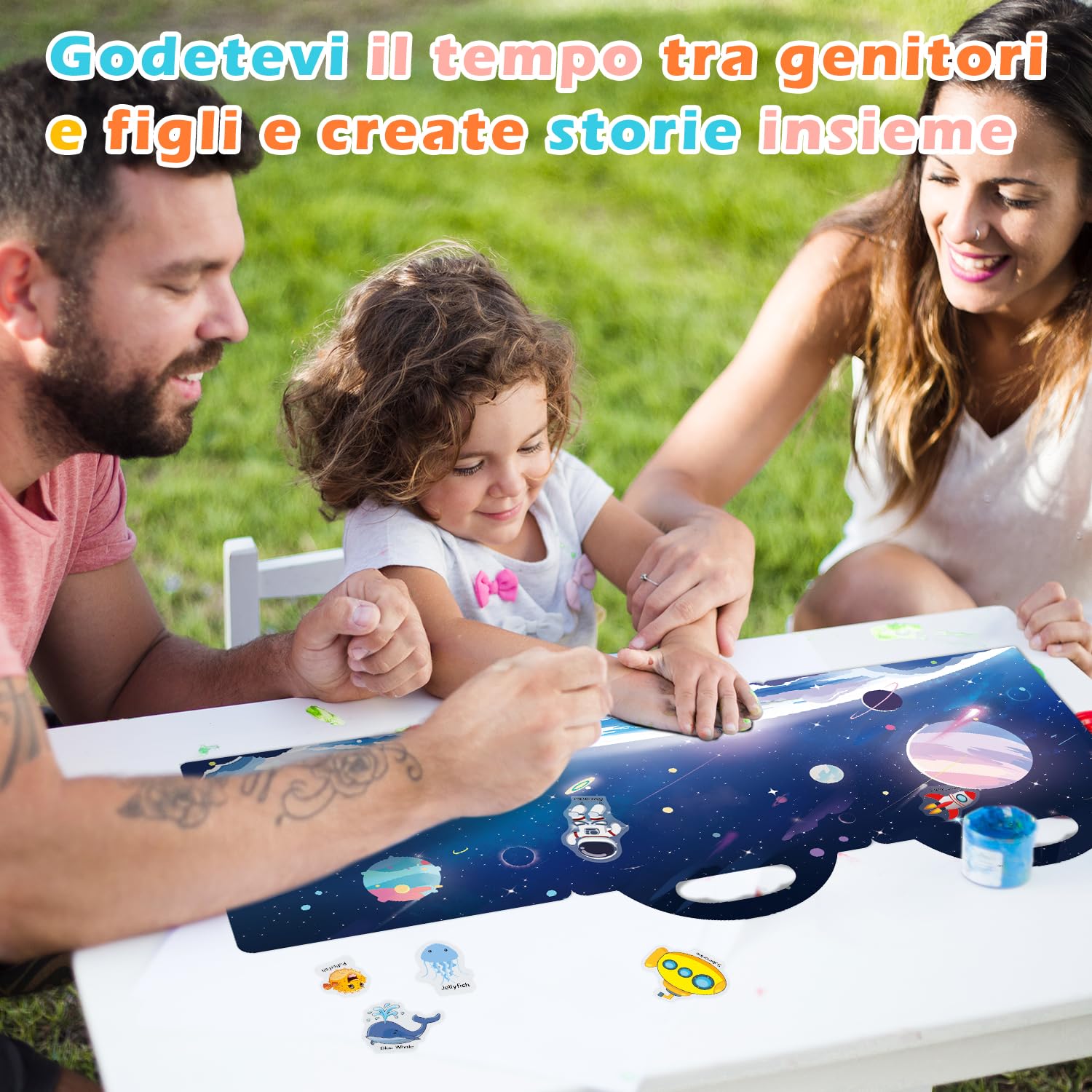 Sticker Book (versione aggiornata) Confezione da 4 adesivi riutilizzabili per bambini, tema dinosauri + animali + spazio + veicoli, adatti a bambini di età superiore ai 2 anni