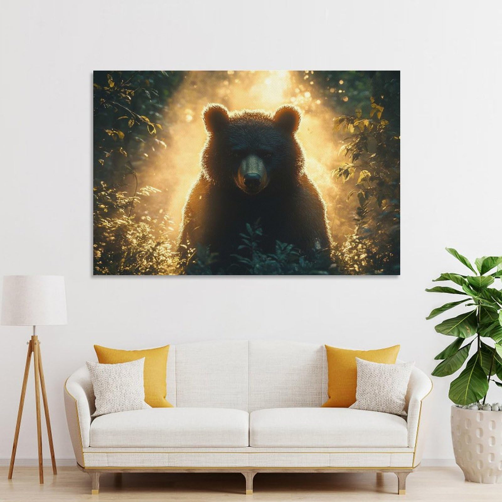 Junmoney Bear in Sunlight Wall Art Print 24x36inch(60x90cm), for Lounge, Study, Hallway Or Flat Walls, Decorative Artwork with Broad Appeal