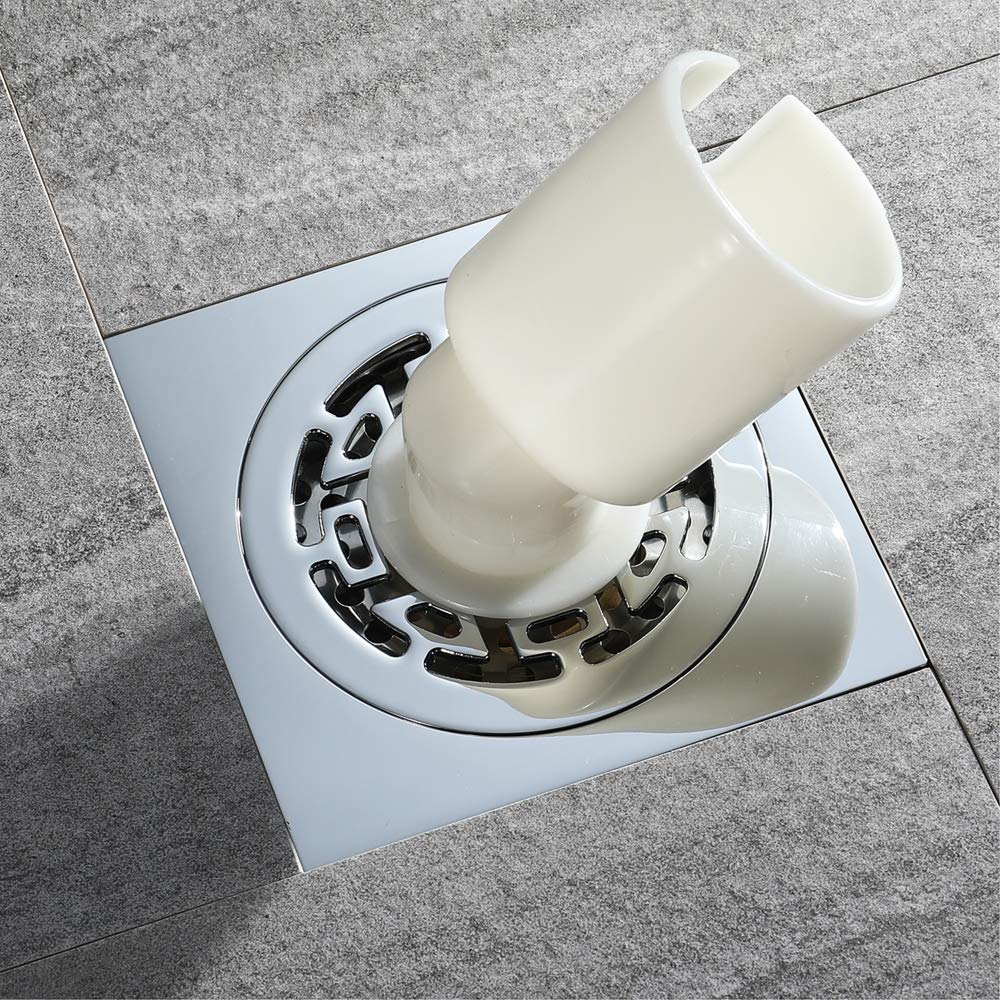 Desagüe de Suelo, Protectores de desagüe, desagüe de Suelo de Acero Inoxidable Cuadrado, desagüe de Ducha para baño, 10 cm, Rejilla de desagüe de Suelo antiolor Doble para Cocina.