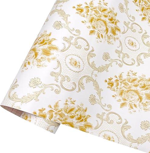 LovingWay Revestimiento de estante vintage autoadhesivo de 17.7 x 177 pulgadas, cubierta de cajón de PVC, mejora de papel de PVC, muebles antiguos,