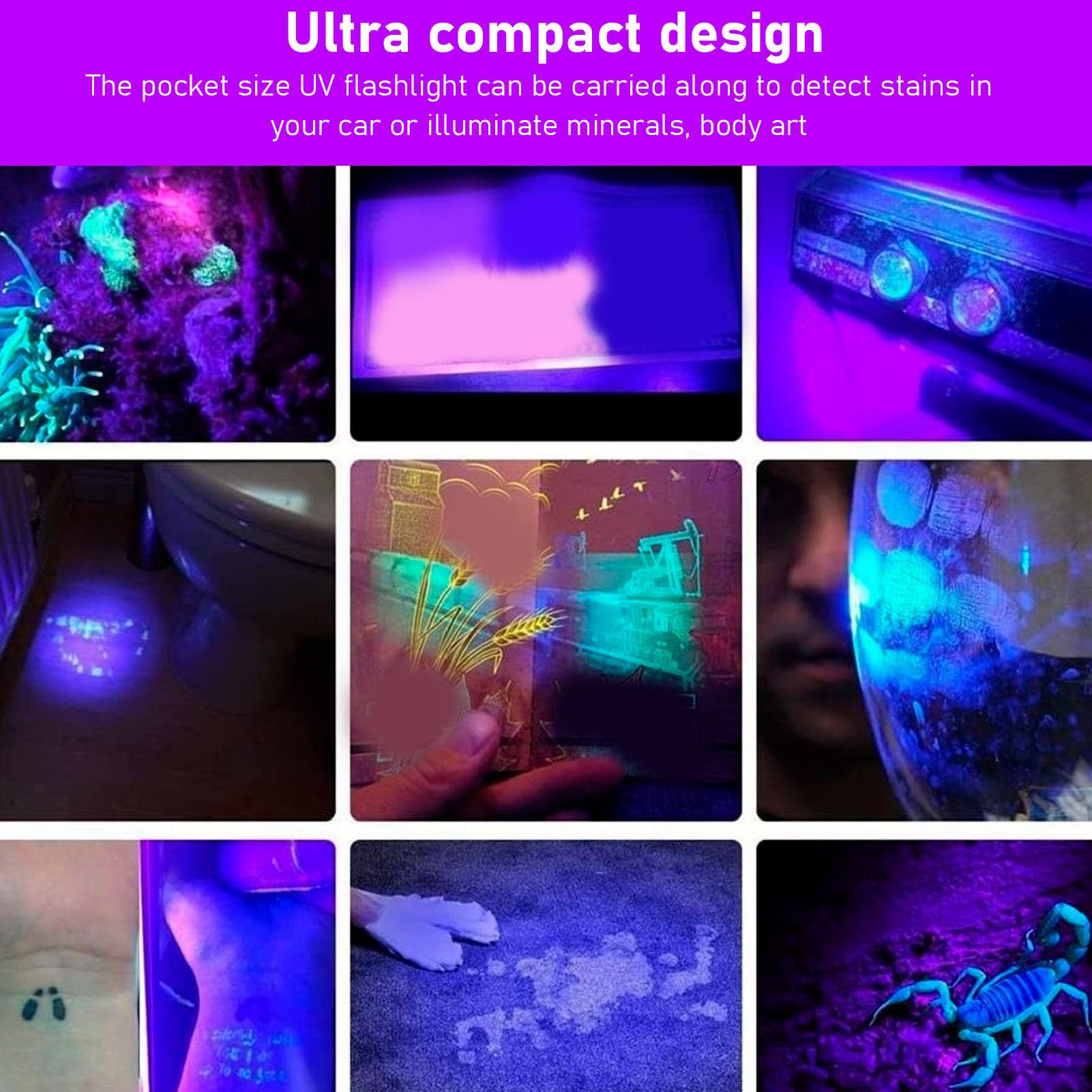 UV-Taschenlampe Schwarzlicht - Katzenmoos Erkennung & Hautanalyse