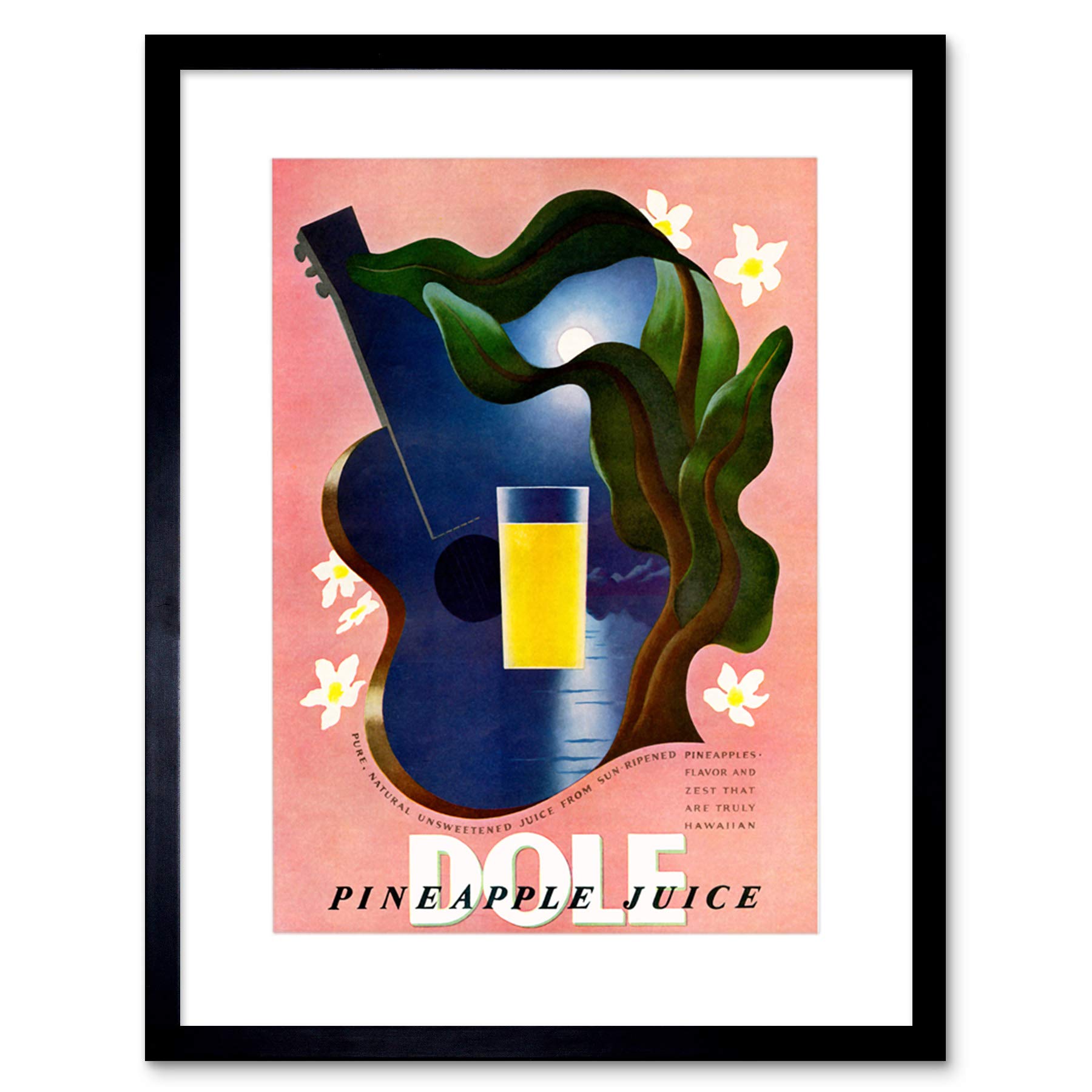 Ad Drink Pineapple Juice Dole Guitar Moon Framed Wall Art Print