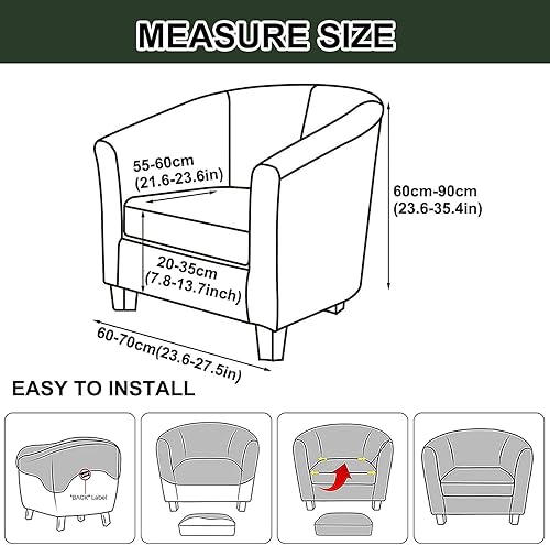 Miniatura 4 de Funda de piel sintética para silla de club, 2 piezas, funda para silla de bañera, impermeable, elástica, antideslizante, funda de sofá semicircular,