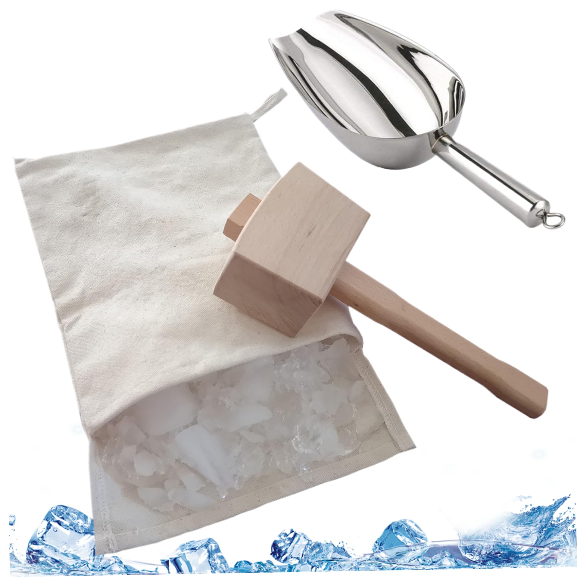 Maillet à glace en bois noble sac absorbant et pelle alimentaire haut de gamme