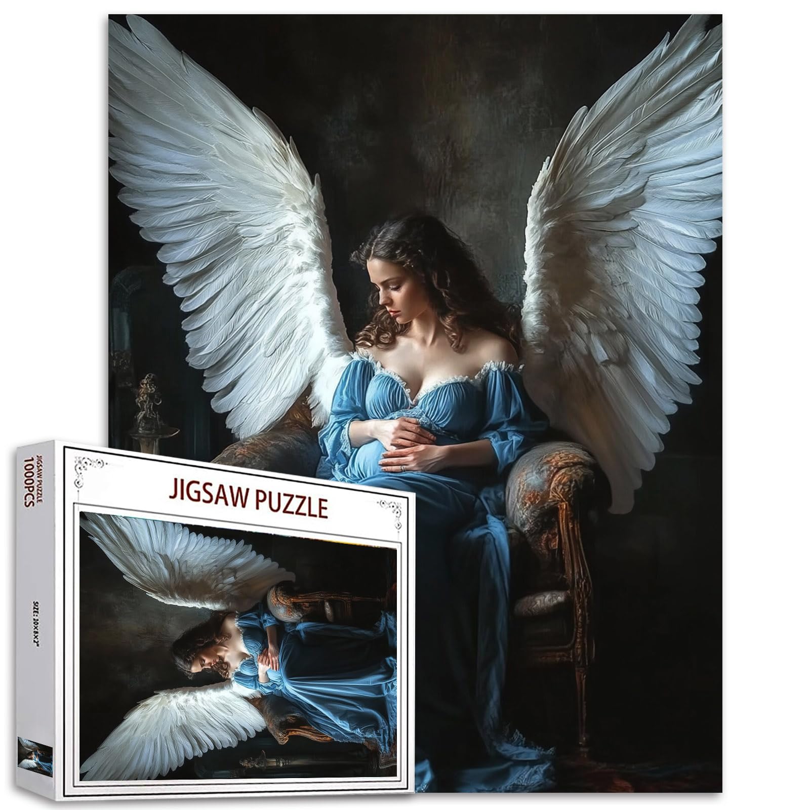Mother Mary 1000 Piece Jigsaw Puzzles for Adults Pregnant Woman Wings Puzzle Christianity Puzzles Challenging Family Activity Games Colorful Handwork DIY Craft Puzzle for Home Decor Gifts