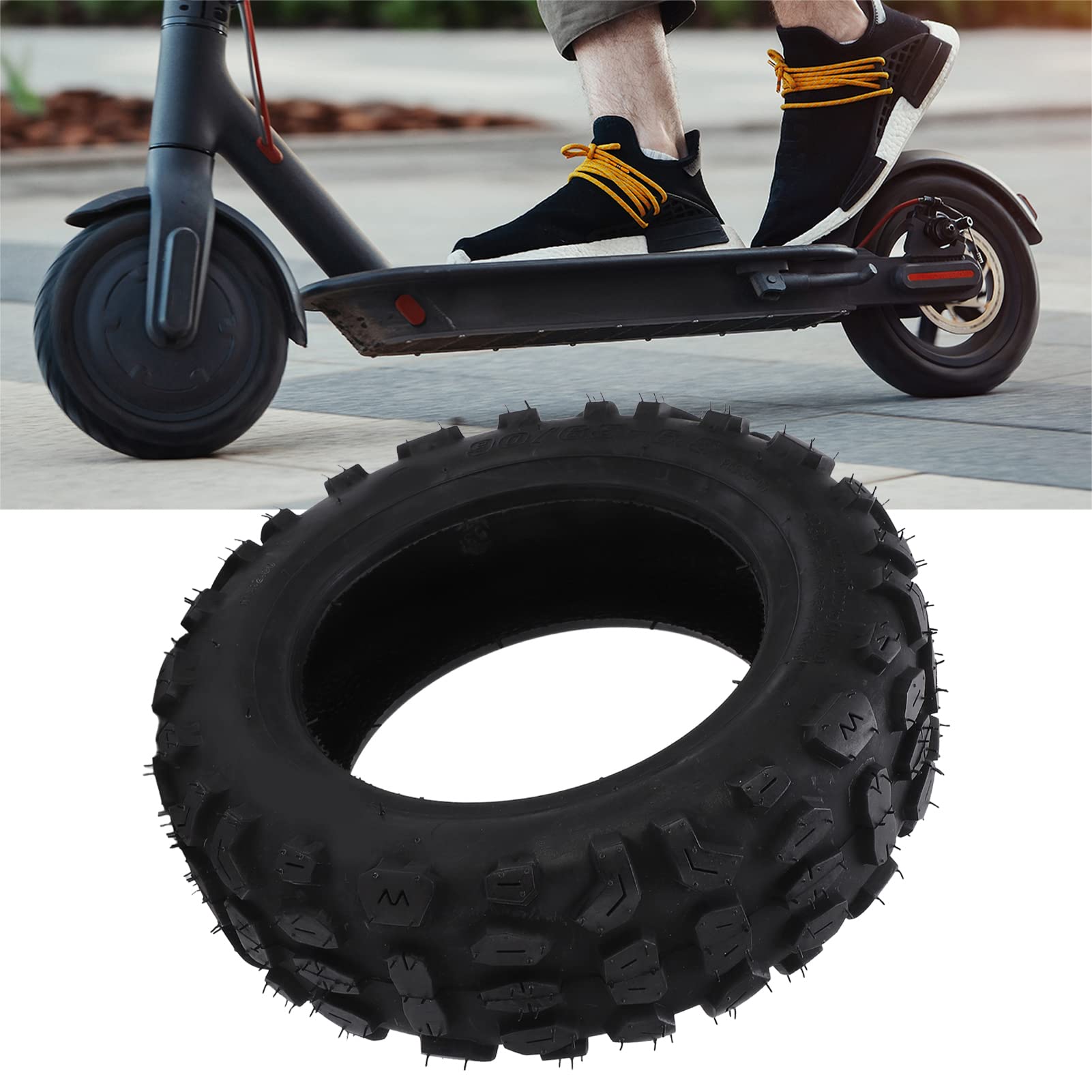 Pneu Scooter Électrique 10 Pouces, Sans Chambre Pneumatique, Roue Arrière 90/65 6.5, Adhérence Exceptionnelle, Performance Tout-Terrain pour City, Loisirs, Transport, et Campagne