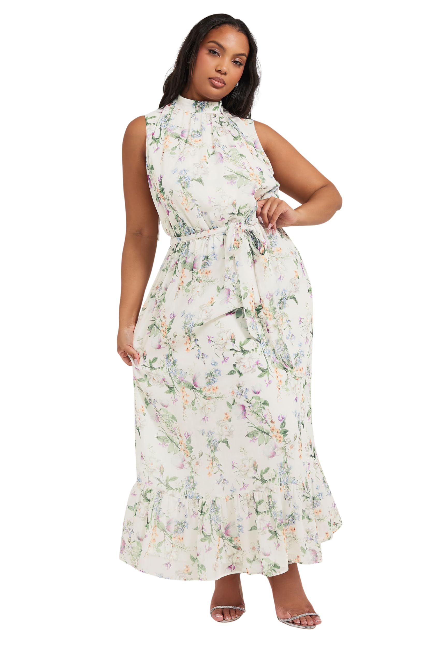 Yours London Curve White Floral Tiered Maxi Dress - Women's - Plus Size Curve