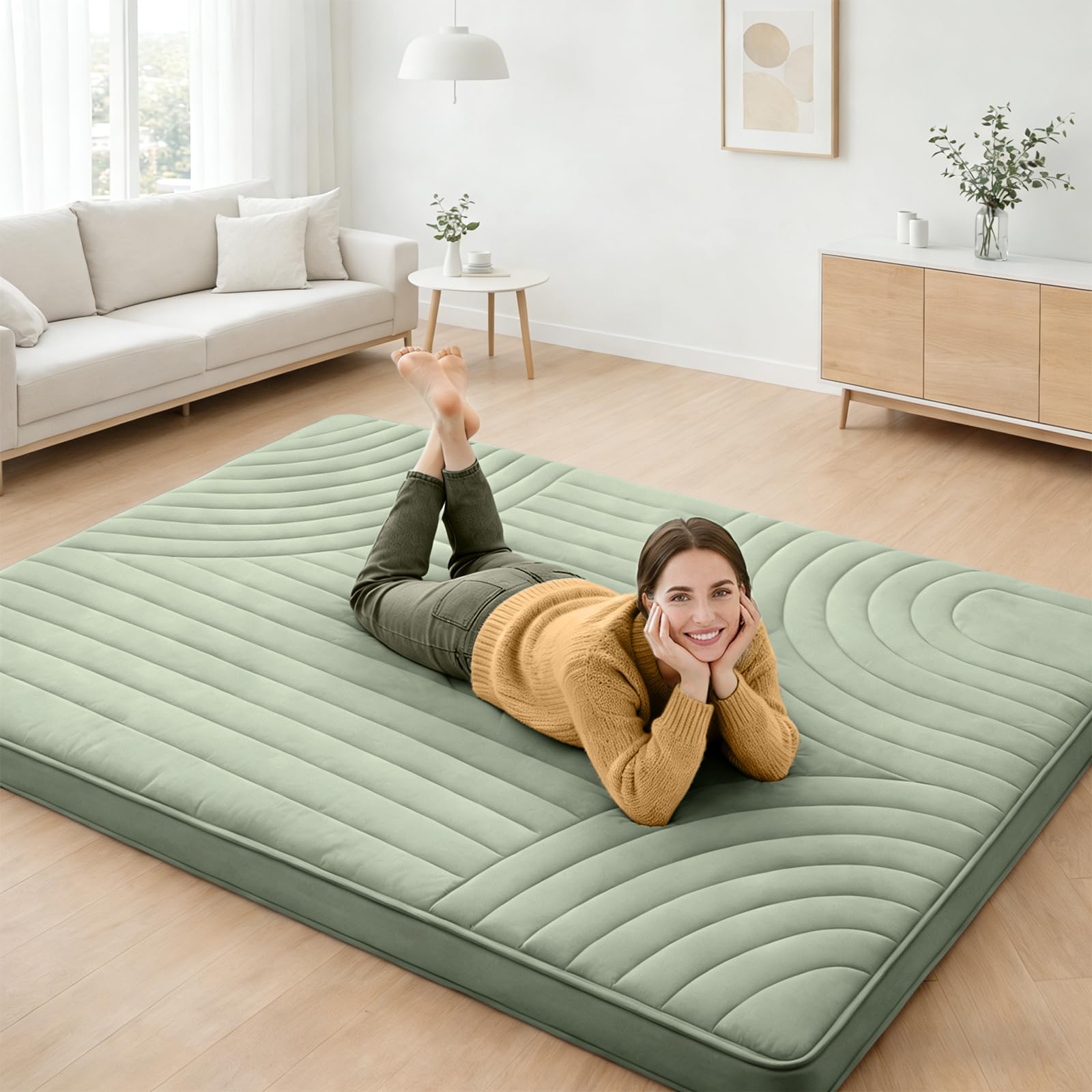 ZonLi Japanese Floor Mattress Futon Mattress Twin Size 4 Inch Thick | Foldable Tatami Mat, Washable Cover, Portable Floor Bed for Sleeping, Guest, Dorm