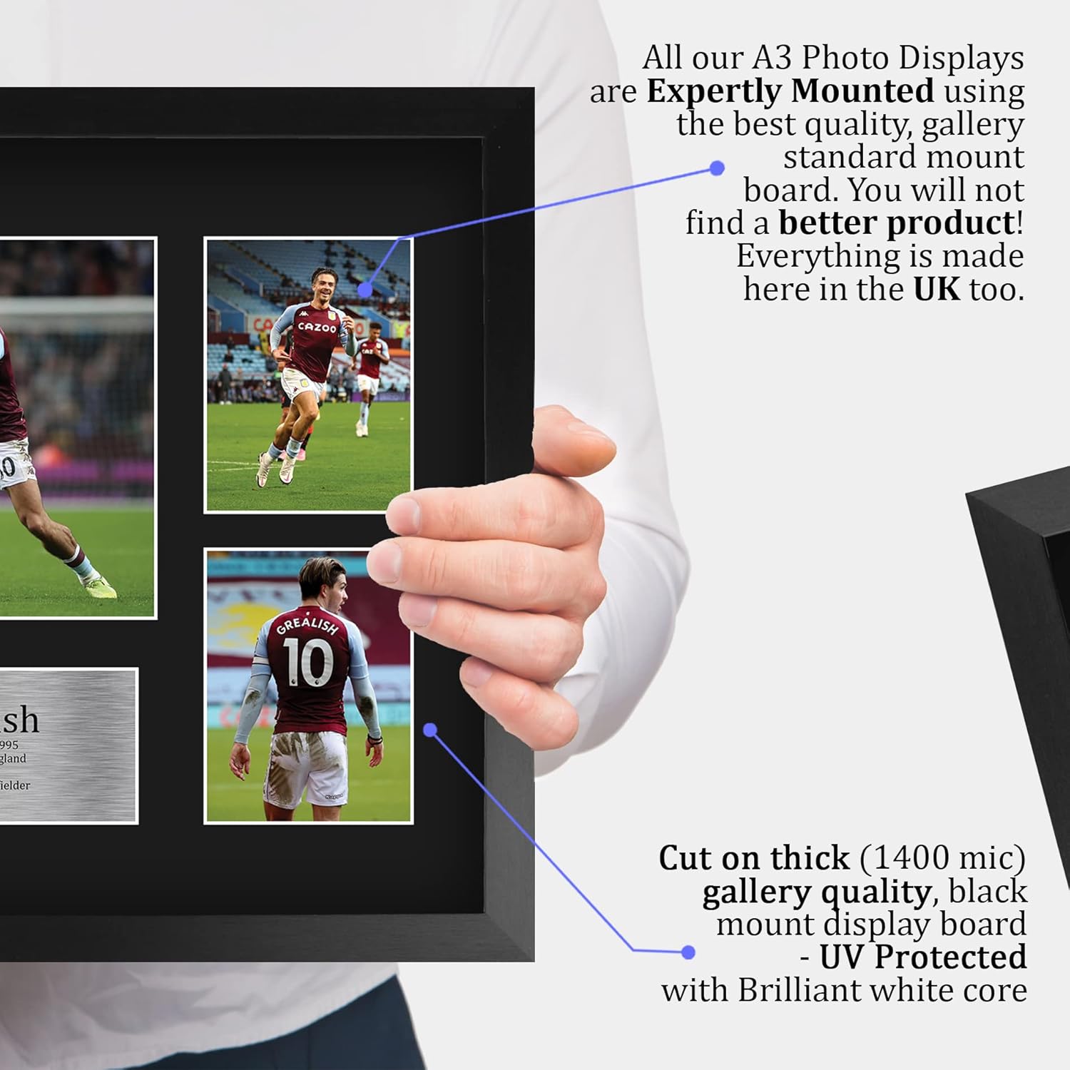 HWC Trading Jack Grealish Aston Villa 16 x 12 inch (A3) Printed Gifts Memorabilia Signed Autograph Photograph Display for Football Fans and Supporters - 16" x 12" Framed