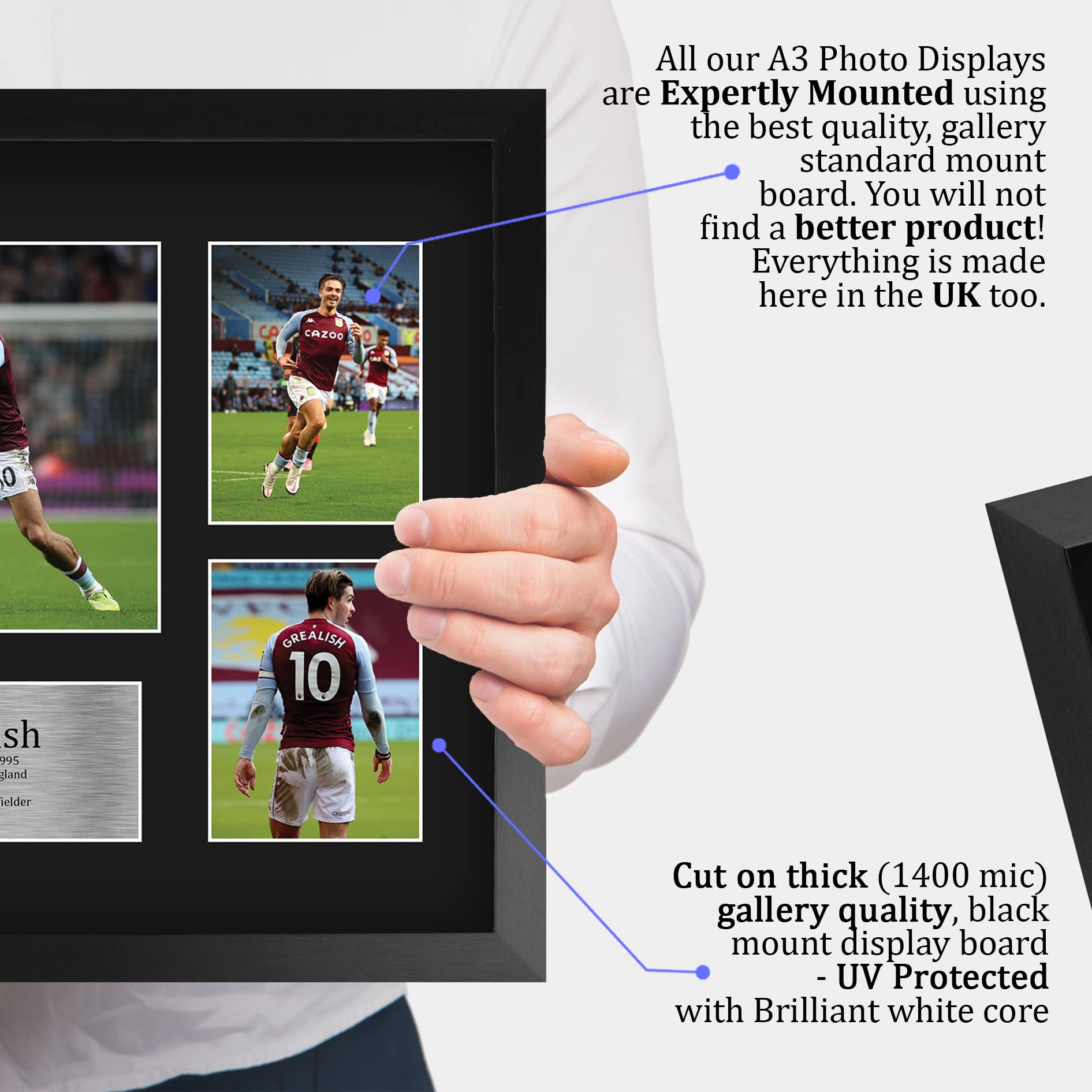 HWC Trading FR A3 Jack Grealish Aston Villa Printed Memorabilia Signed Autograph Photograph Display for Football Fans and Supporters - Image 4