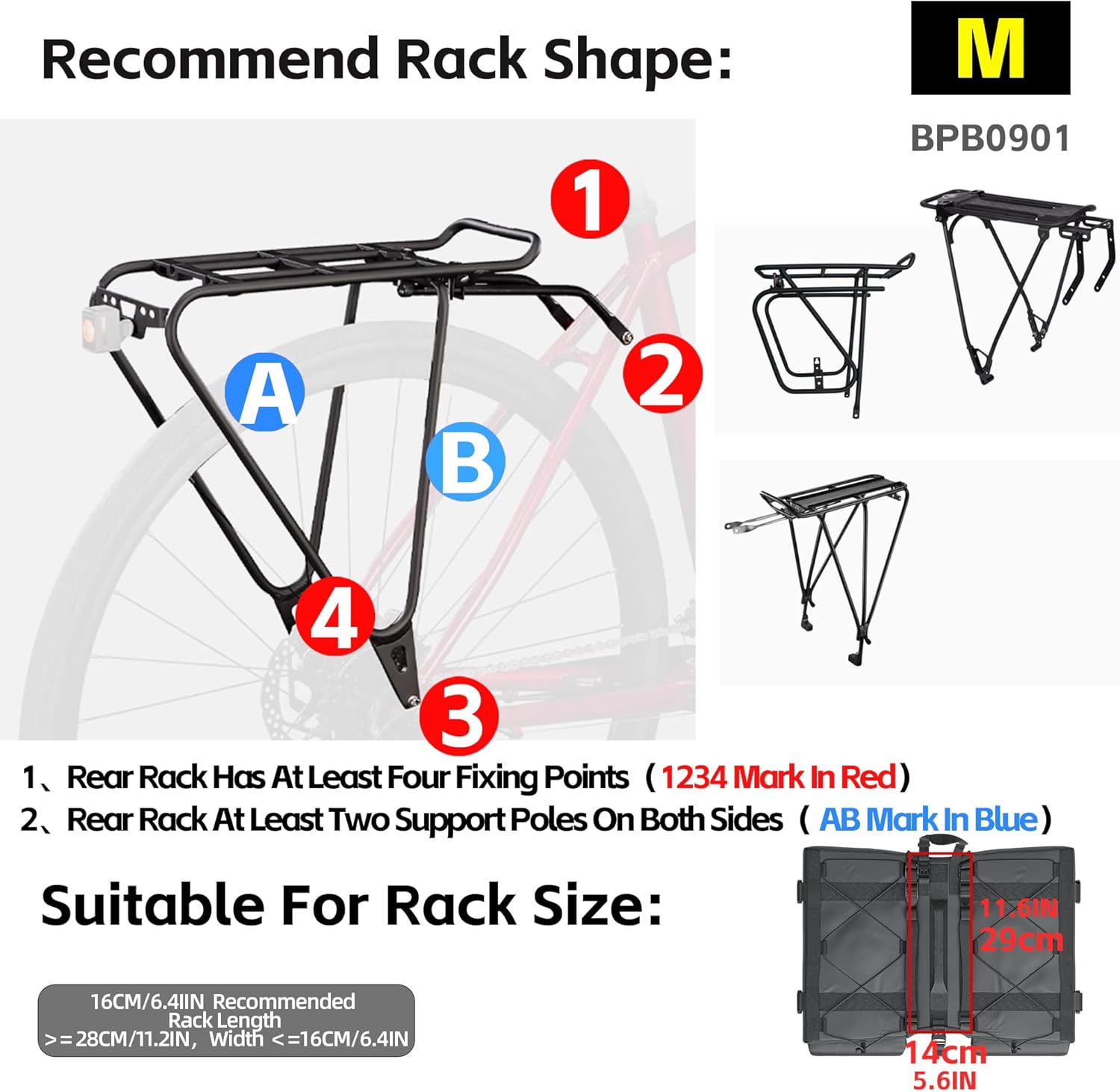 Rhinowalk Bike Pannier Bag for Bicycle Rear Rack Bag 22/40/50L Cycling Saddle Bag Luggage Storage Bag for Long Distance with Rain Cover