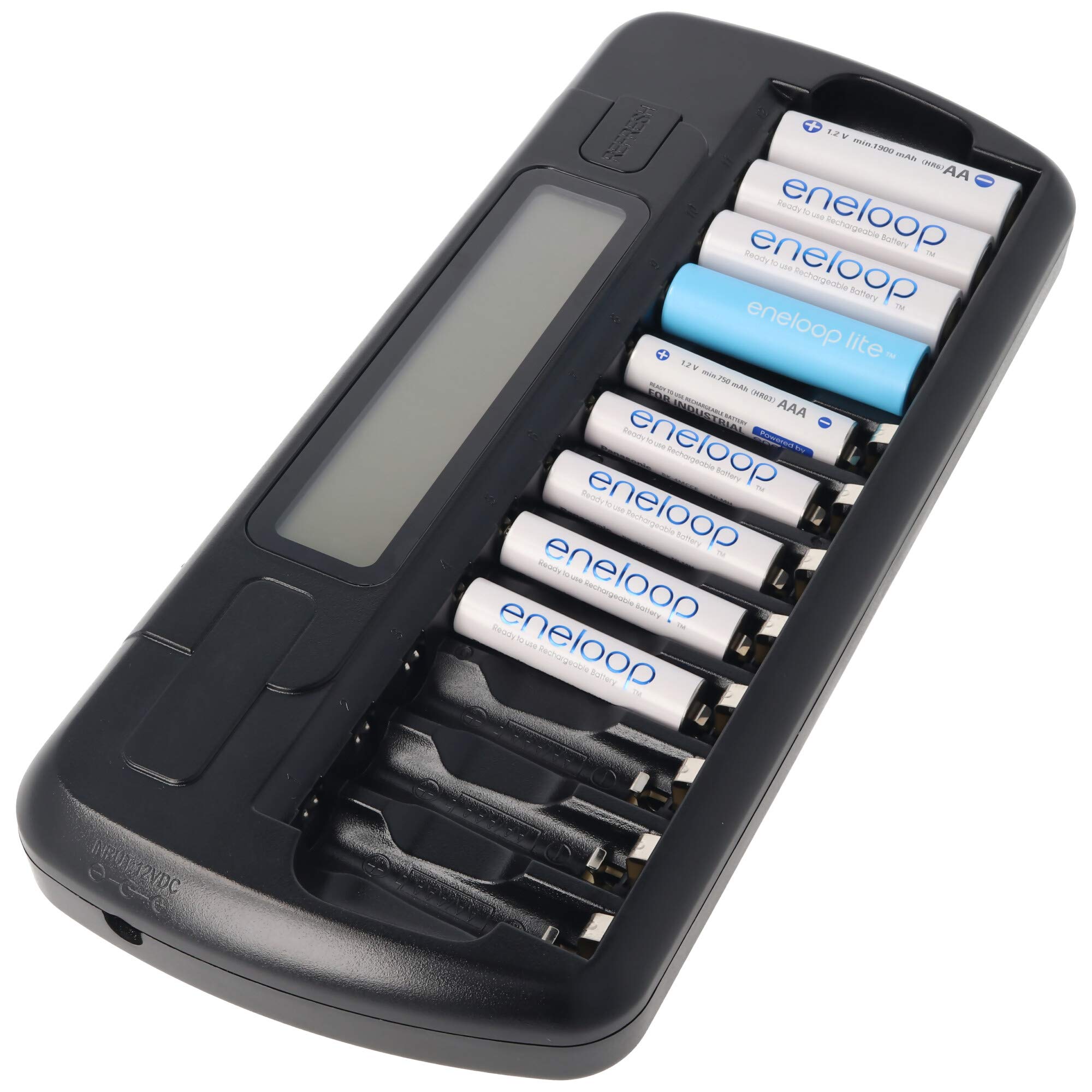 everActive NC-1200 - Cargador NIMH controlado por microprocesador con pantalla LCD para 1-12 pilas AA/AAA