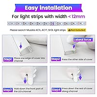 Vista 6 de Muzata 10Pack 3.3FT/1M LED Channel Aluminum U Shape Silver LED Strip Diffuser Channel with Milky White Cover Easy Installation U1SW WW 1M