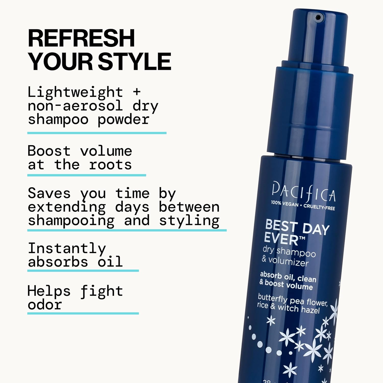 Pacifica Dry Shampoo Powder - Best Day Ever Waterless Shampoo & Instant Volumizer - adds Texture, Refreshes & Absorbs Oil, Non-Aerosol for Women of All Hair Types Natural & Vegan Dermatologist Tested - Image 4