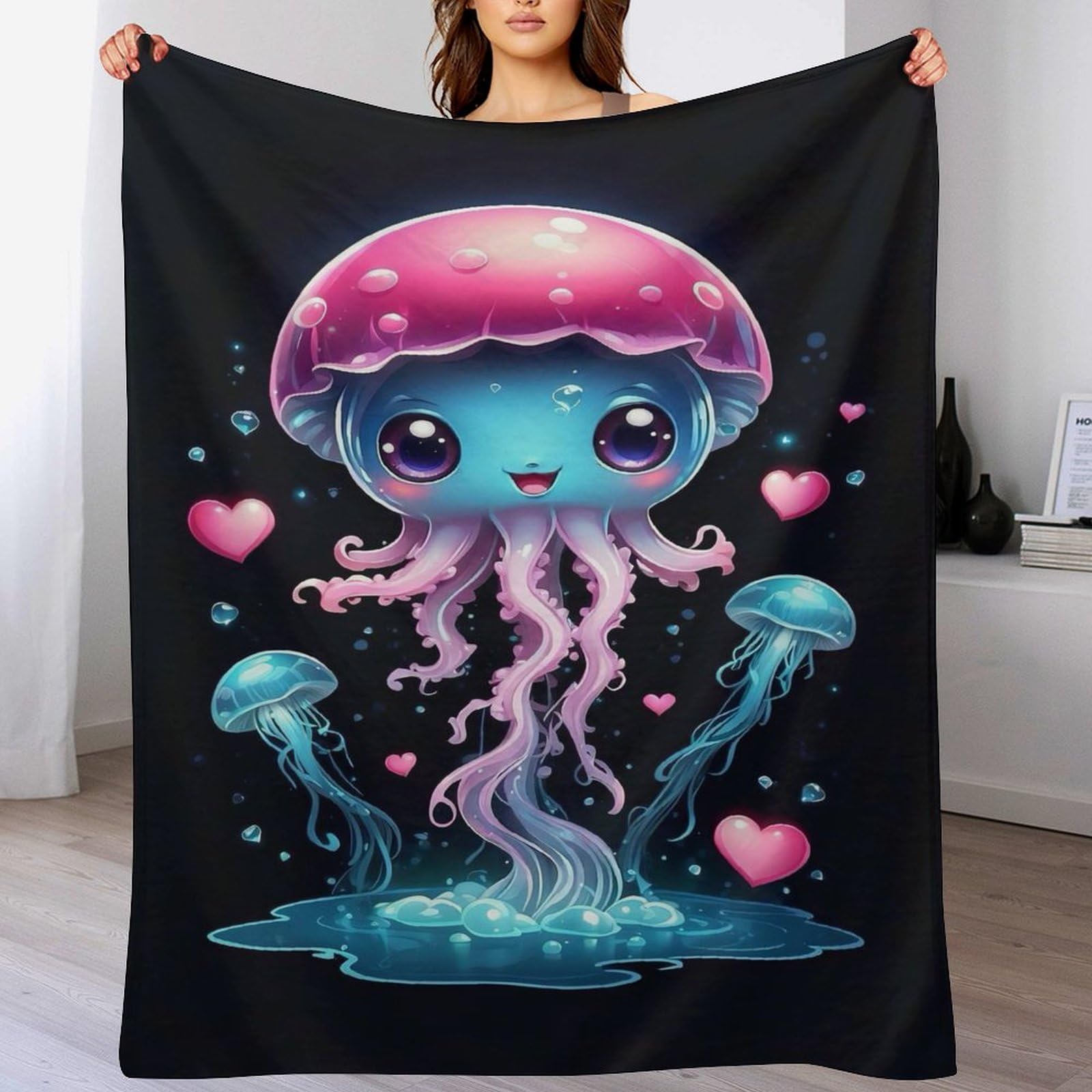 Manta de pulpo de franela suave que abraza tus momentos de descanso en la cama y el sofa