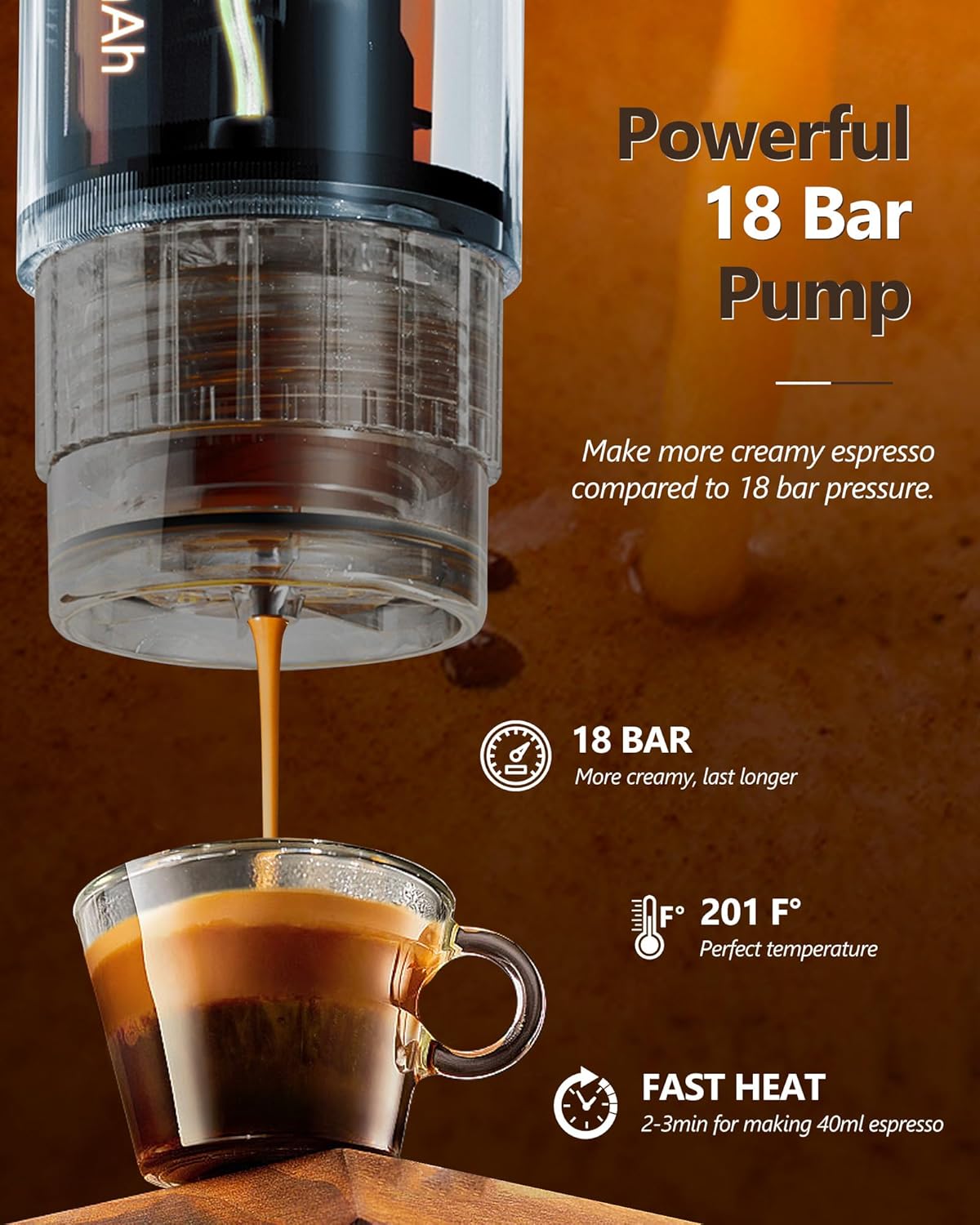 CONQUECO Caffettiera portatile con capsula per caffè espresso - Macchina da caffè elettrica 12V con batteria - Per auto, camion e viaggi - Con custodia e accessori per lestrazione del caffè.