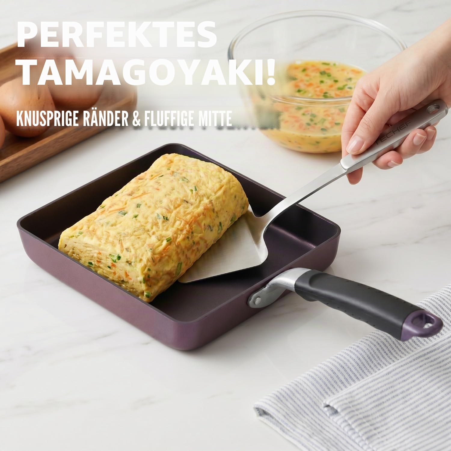 TeChef - Tamagoyaki japanische Omelettpfanne/Eierpfanne, hergestellt in Korea (lila) (groß) – Ansicht 2