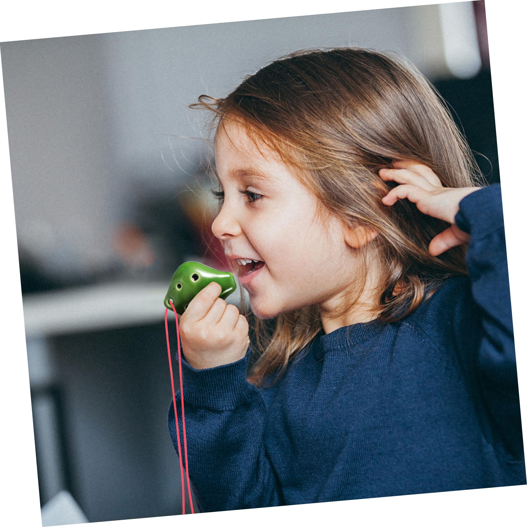 HANABASS Cute Mini Ocarina Necklace Green 6 Hole Ceramic Flute Diy Instrument for Boys and Girls Adults