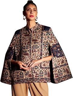 Zamour Women's Woven Royal Luxury Cape Jacket in Paisley Patterns (Medium-Large) Price In India