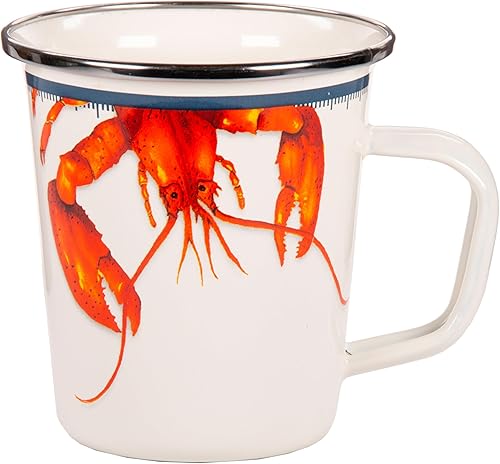 Miniatura 2 de Golden Rabbit Enamelware Latte Tazas de café o té, 16 onzas, langosta, juego de 4