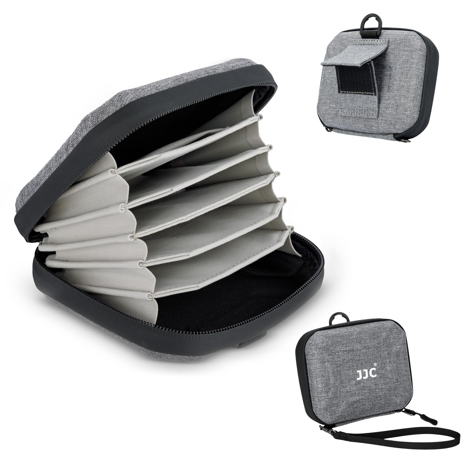 JJC Durable Hard Shell Lens Filter Case Up to 95mm, 4 Pockets Lens Filter Holder Bag with Belt Loop and Wrist Strap, Camera Lens Filter Storage Case