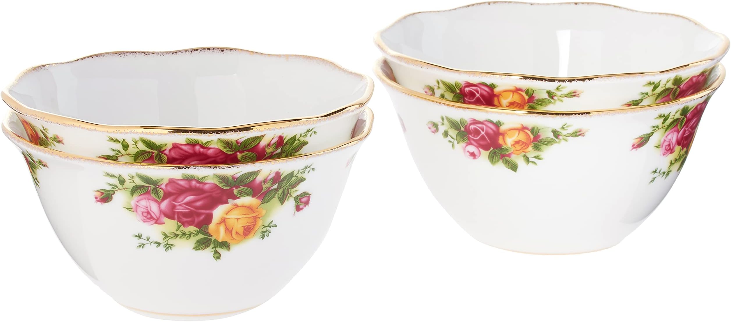 Old Country Roses Bowl (Set of 4), 4.3", Multicolor