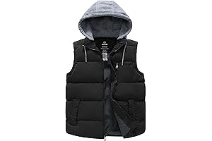 Wantdo Men's Black Puffy Winter Vest