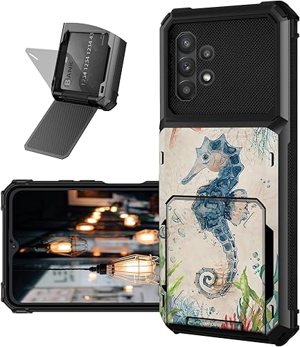 Miniatura 9 de Funda tipo cartera para Samsung Galaxy A32 5G con ranura para tarjetero, funda con tapa híbrida de doble capa, resistente, a prueba de golpes, funda