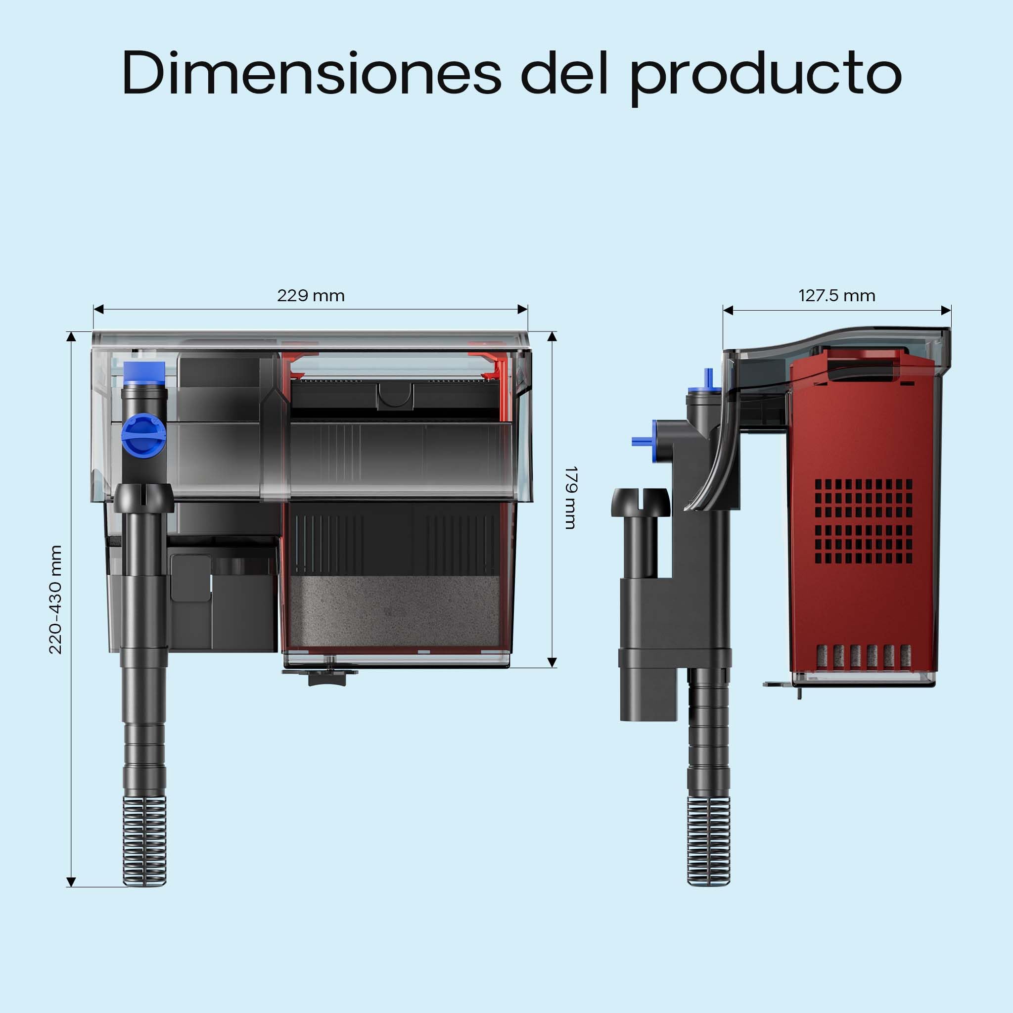 SunSun CBG-800 Filtro de Acuario Externo Colgante 800 l/h lámpara UVC 5 W integrada para acuarios de hasta 190 l, filtrado multietapa