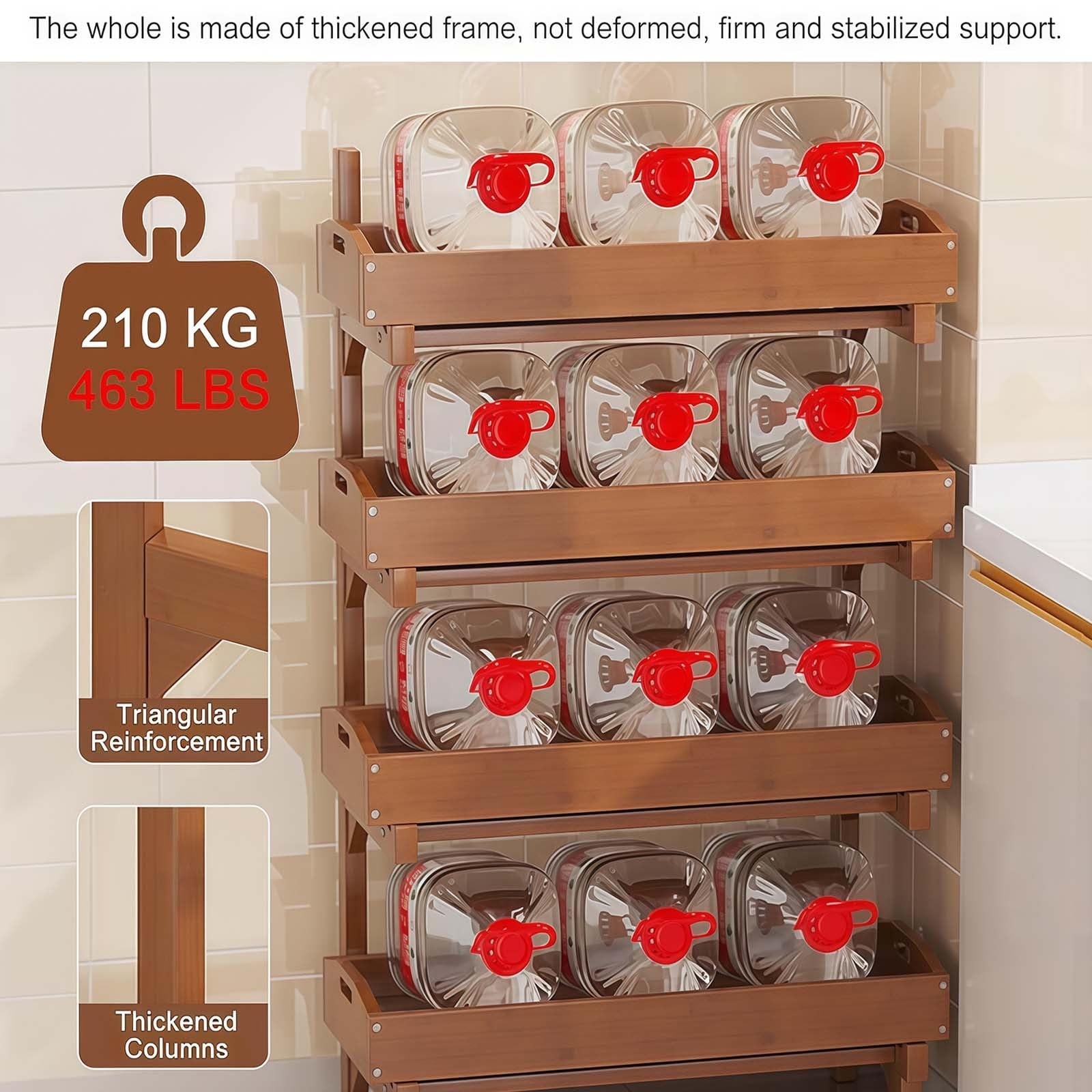 Generisch Dieser 4-stöckige Holzständer mit großem Fassungsvermögen für Obst und Gemüse ist EIN vertikaler Bodenaufbewahrungsorganizer mit abnehmbarem Design und eignet Sich für den Einsatz zu Hause,