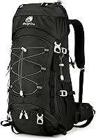 Vista 8 de Mochila de senderismo impermeable de 60L con cubierta de lluvia para hombres y mujeres, mochila de camping grande, verde Verde oscuro