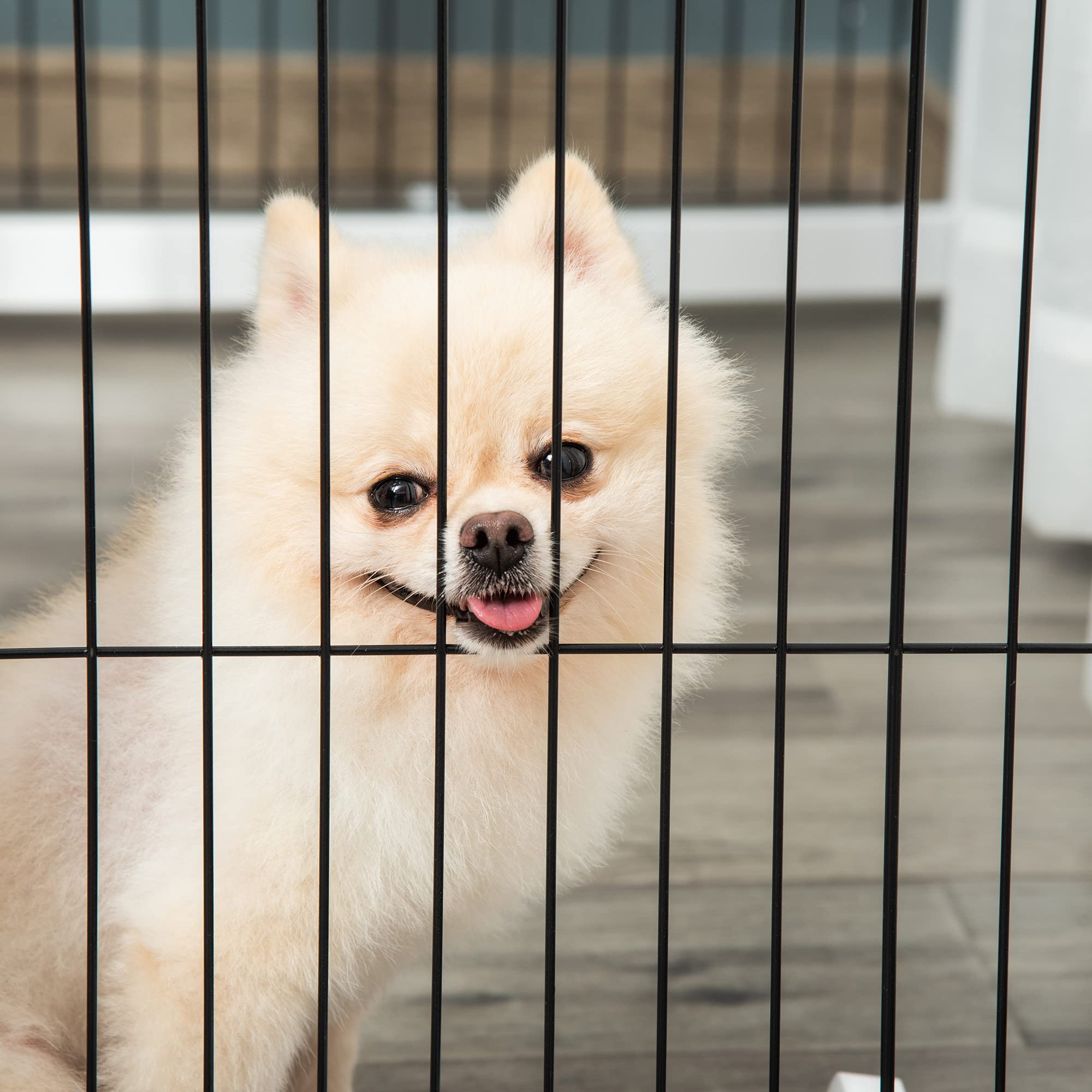 PawHut Barrera de Seguridad Plegable para Perros Madera Rejilla de Protección de 4 Paneles para Mascotas con Patas para Puertas Escaleras Pasillos 264x35,5x77 cm Blanco