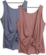 icyzone Women's Sleeveless Sports Tank Top Yoga Shirt Open Back Gym Exercise Running Tank Tops