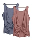 icyzone Women's Open Back High Neck Workout Athletic Gym Tank Tops