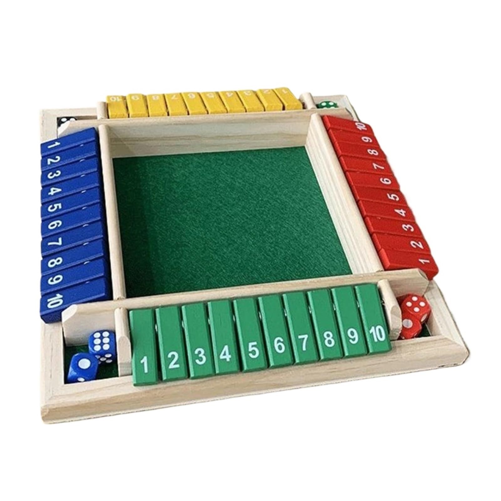 Quattro lati 10 numeri Chiudi la scatola Gioco da tavolo Set Dadi Party Club Giochi di bevute for famiglie di adulti(B)