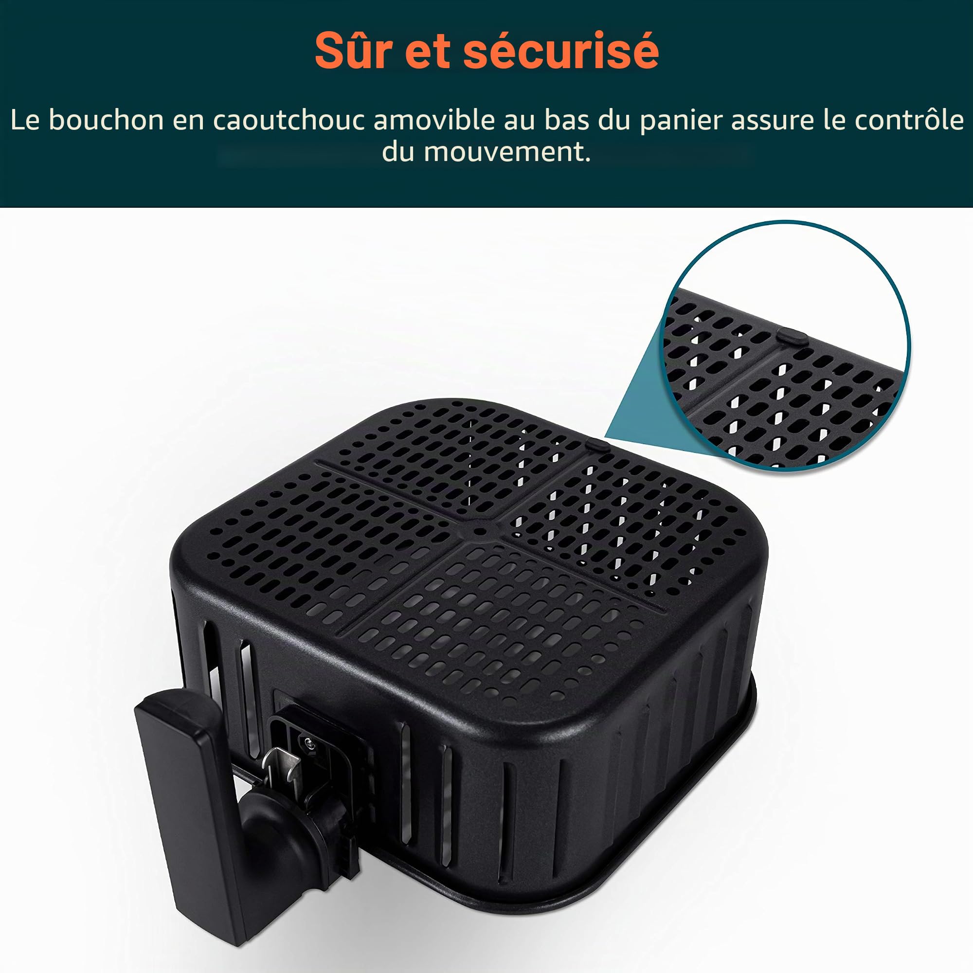COSORI Panier de rechange pour friteuse à air comprimé CP358 et CS358, panier à frire antiadhésif, passe au lave-vaisselle, noir