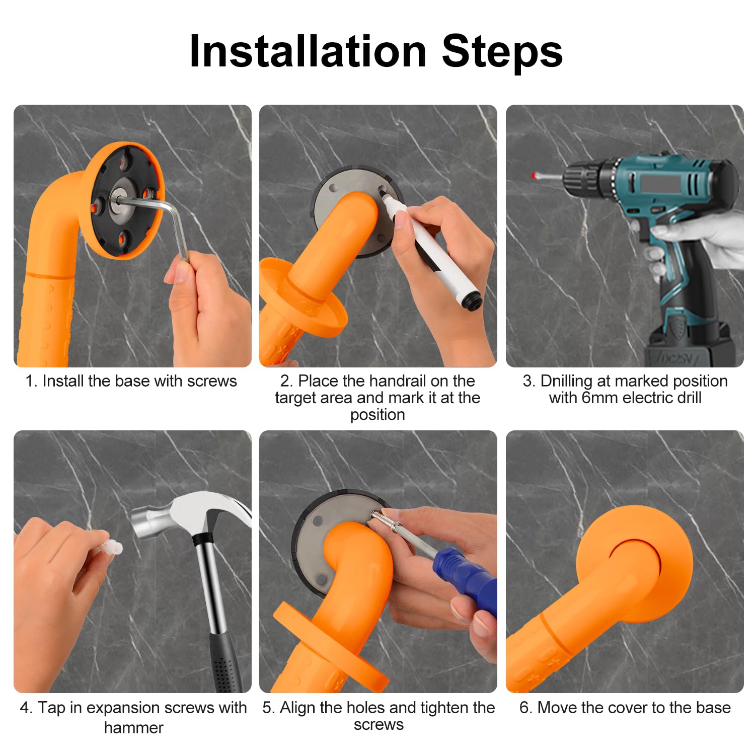 supregear Agarraderas Baño, Barra de Seguridad Antideslizante, Manija de Acero Inoxidable para Personas Mayores, Niños, Discapacitados, Ideal para Bañera, Inodoro, Cocina, Escalera, 24 in/60 cm