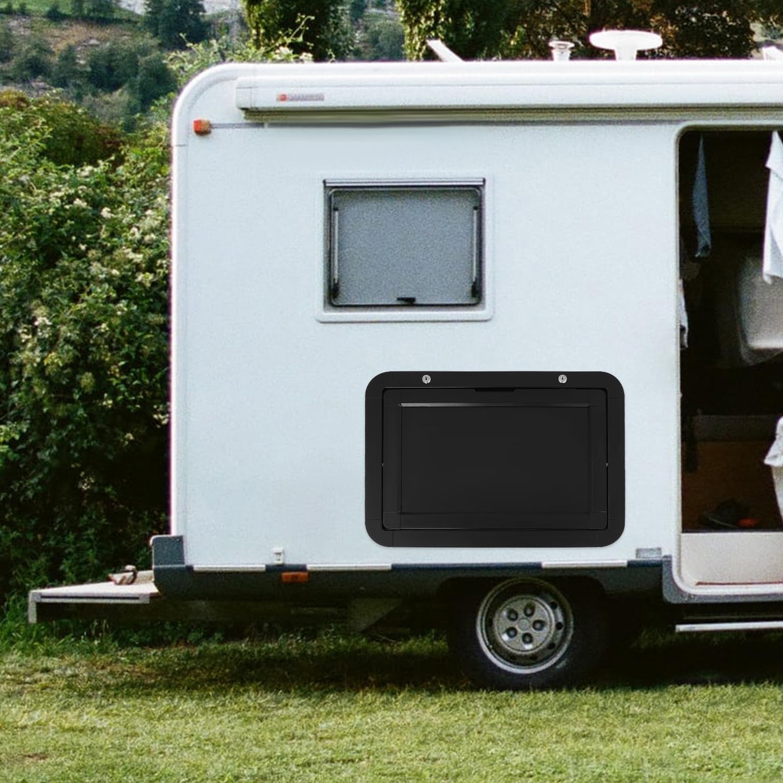 Faltbare Wohnmobil-Picknicktische, Wandklapptisch aus Aluminium-Legierung, Tischgröße 51*33cm, Auto Camping Zubehör Camper Zubehör, Dual-Lock-Design Wandtisch Wandmontage, Wohnmobil Tisch (Schwarz)