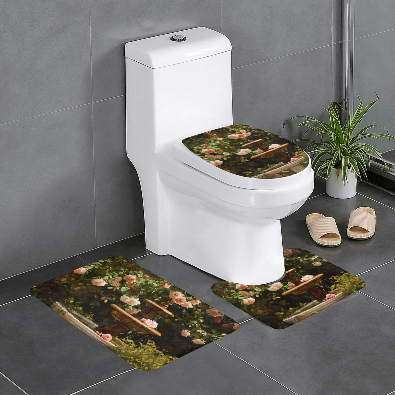 Tapis de salle de bain antidérapants 61x40.6 cm pour toilettes et lavabo