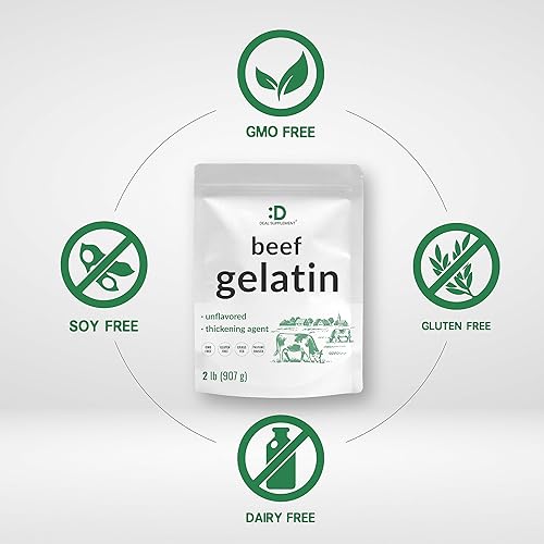 Vista 9 de Polvo de gelatina de carne sin sabor, 1 libra, bovino alimentado con pasto y criado en pastos, espesante natural y estabilizador para cocinar