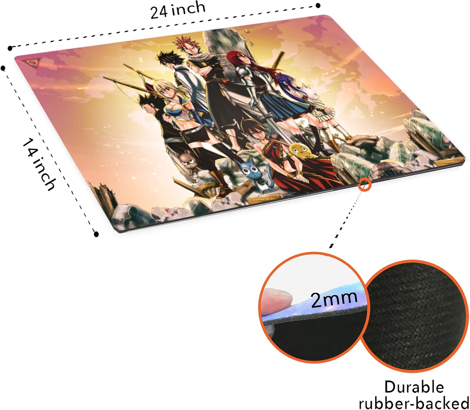 Japanese Anime Fairy Tail Large Custom Mouse Pad/Playmat - Durable Rubber 14" x 24"
