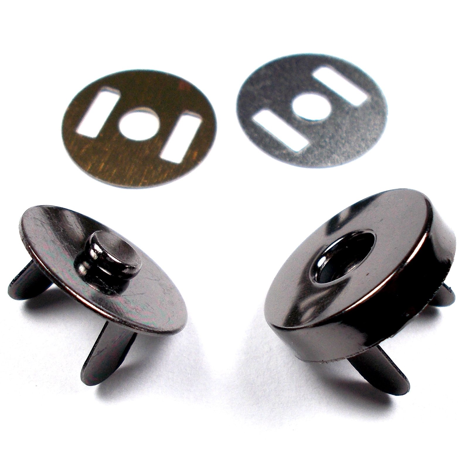 Metal Magnetic Clasps Bag Fasteners 18mm Pack of 2 (Gun Metal Grey)