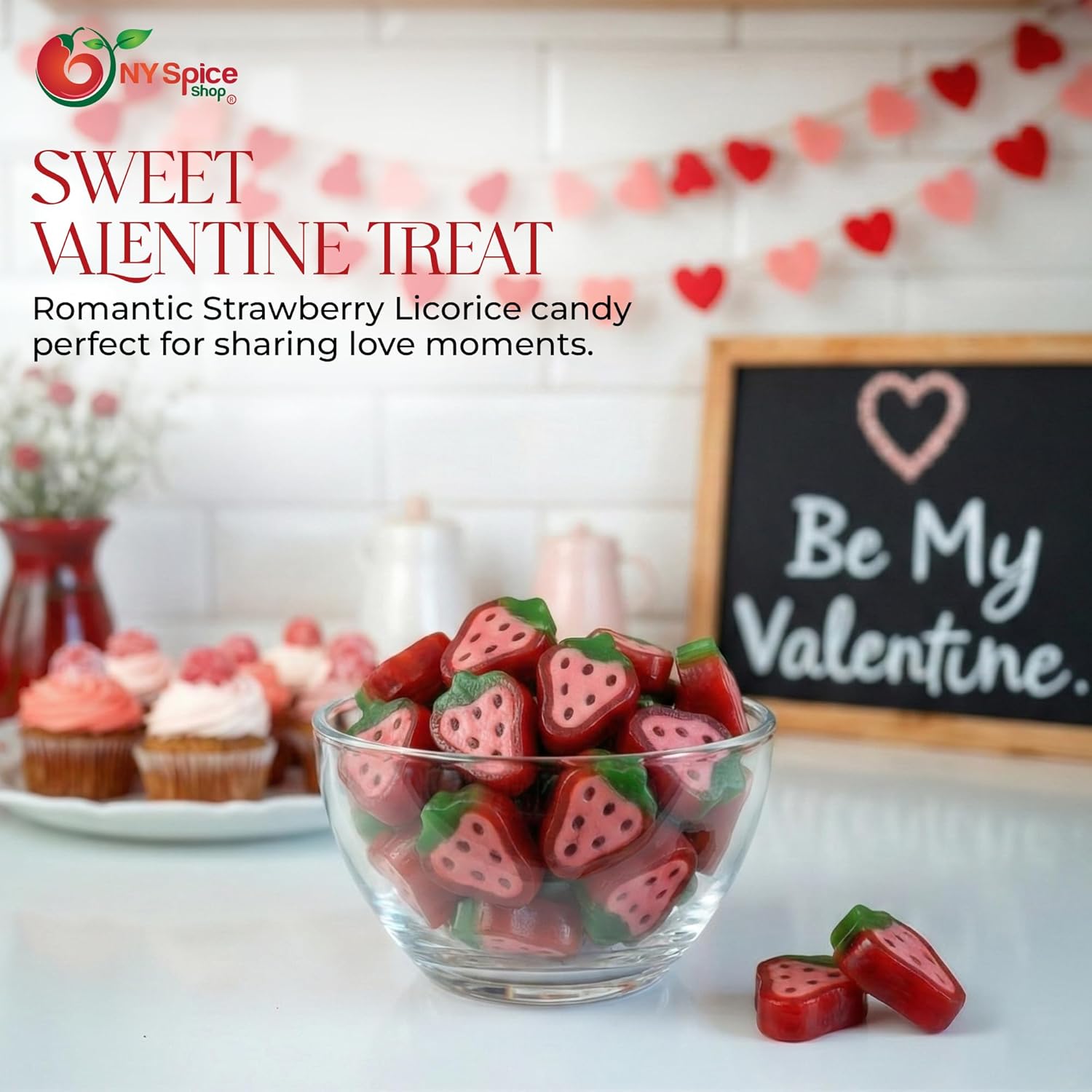 NY Spice Shop Licorice Strawberries - 3 Pound Chewy Whild Gummies Bears - Cherry Gummies for Snacking, Gift Bags, Dessert Tables, Candy Bowls & Holiday Party Displays